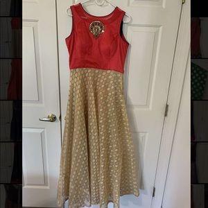 Red and Gold Indian Dress. Pants and Scarf Included